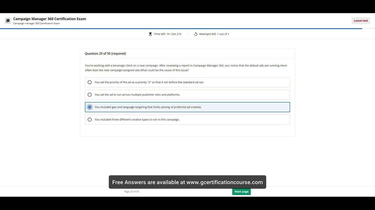 Campaign Manager 360 Certification Exam Answers | 100% Score | Live Pass | June 2025
