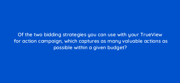 of the two bidding strategies you can use with your trueview for action campaign which captures as many valuable actions as possible within a given budget 19492