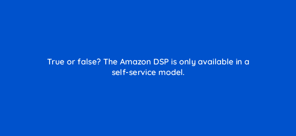 true or false the amazon dsp is only available in a self service model 36887