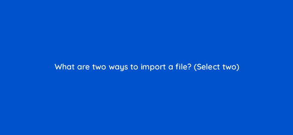 what are two ways to import a file select two 2981