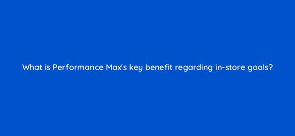 what is performance maxs key benefit regarding in store goals 98808