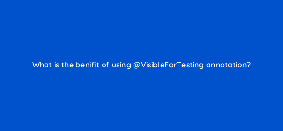 what is the benifit of using visiblefortesting annotation 48148