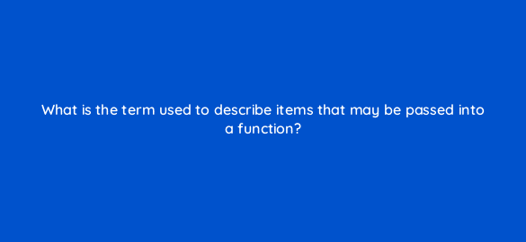what is the term used to describe items that may be passed into a function 48846