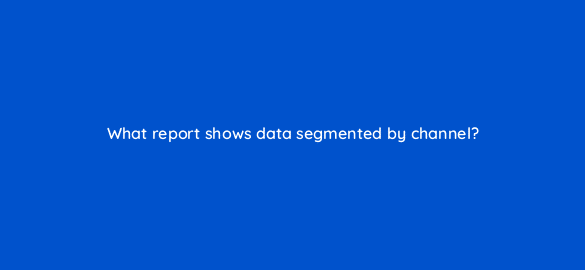 what report shows data segmented by channel 7965
