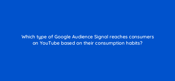 which type of google audience signal reaches consumers on youtube based on their consumption habits 19513