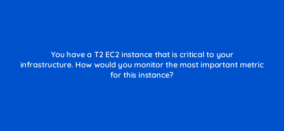 you have a t2 ec2 instance that is critical to your infrastructure how would you monitor the most important metric for this instance 48350