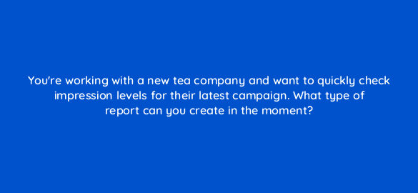 youre working with a new tea company and want to quickly check impression levels for their latest campaign what type of report can you create in the moment 67717