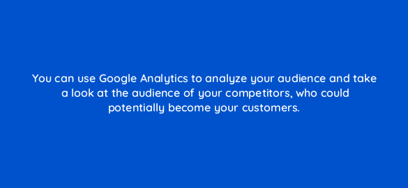 you can use google analytics to analyze your audience and take a look at the audience of your competitors who could potentially become your customers 110105 1