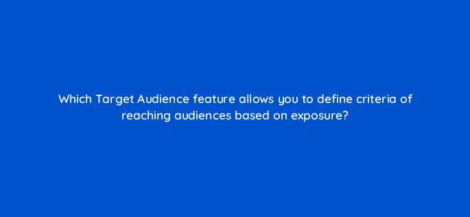 which target audience feature allows you to define criteria of reaching audiences based on