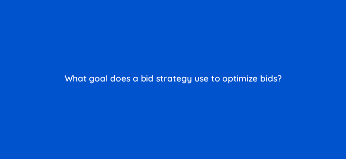 what goal does a bid strategy use to optimize bids 15938