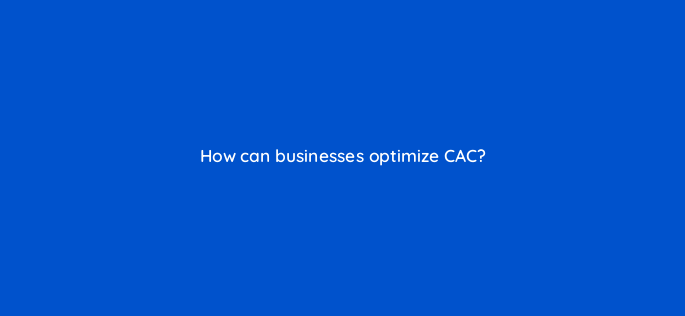 how can businesses optimize cac 142577