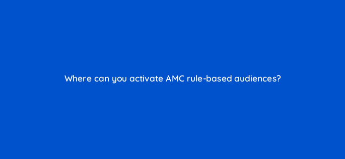 where can you activate amc rule based audiences 141295 1