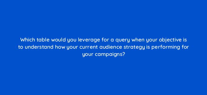 which table would you leverage for a query when your objective is to understand how your current audience strategy is performing for your campaigns 141263 1