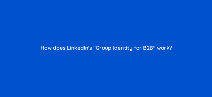 how does linkedins group identity for b2b work 147298