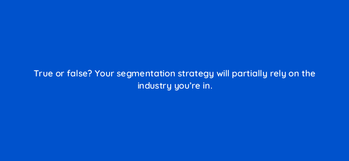 true or false your segmentation strategy will partially rely on the industry youre in 147376