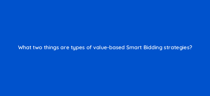 what two things are types of value based smart bidding strategies 147138