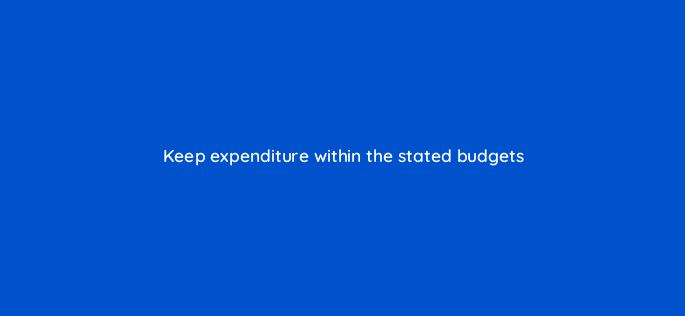 keep expenditure within the stated budgets 150870