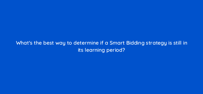 whats the best way to determine if a smart bidding strategy is still in its learning period 152258