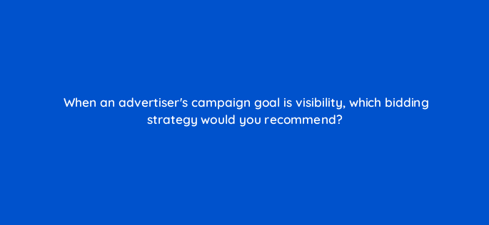 when an advertisers campaign goal is visibility which bidding strategy would you recommend 152389