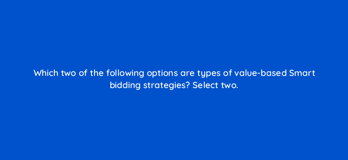 which two of the following options are types of value based smart bidding strategies select two 152359