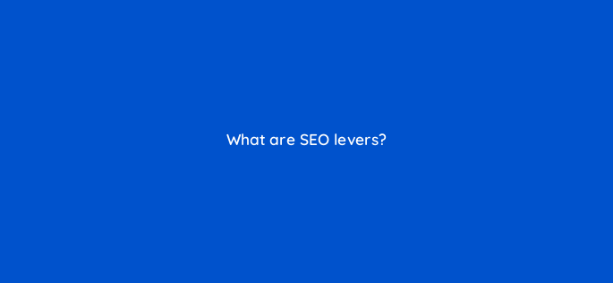 what are seo levers 157683