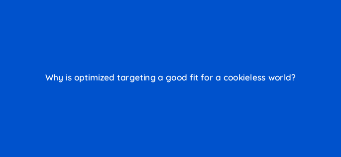 why is optimized targeting a good fit for a cookieless world 158322