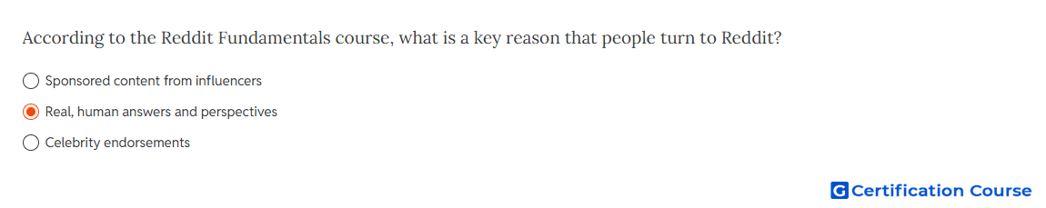 According to the Reddit Fundamentals course, what is a key r