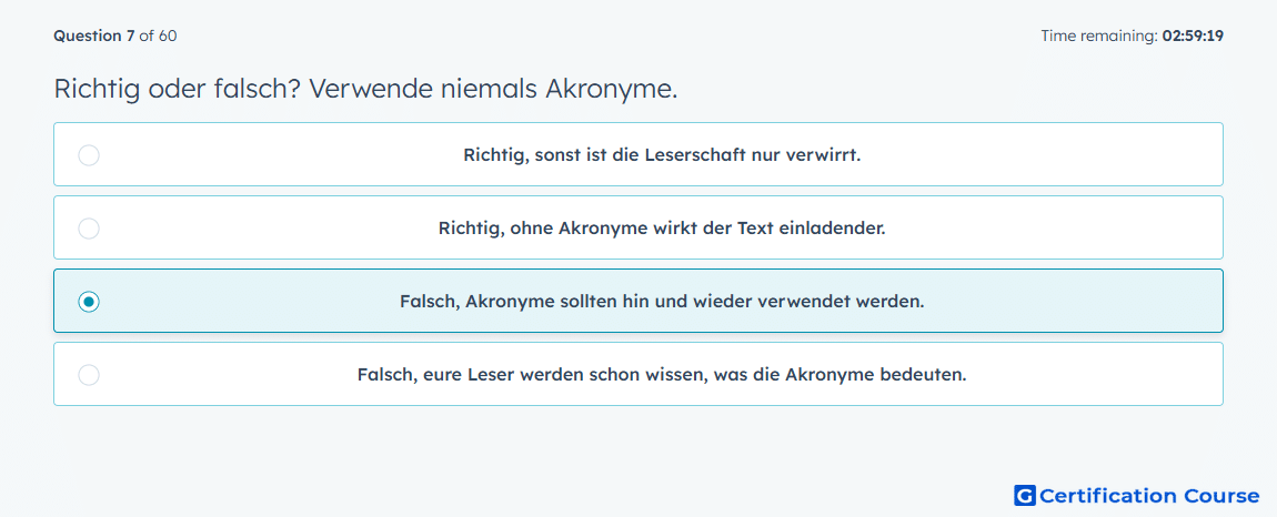 Richtig oder falsch Verwende niemals Akronyme