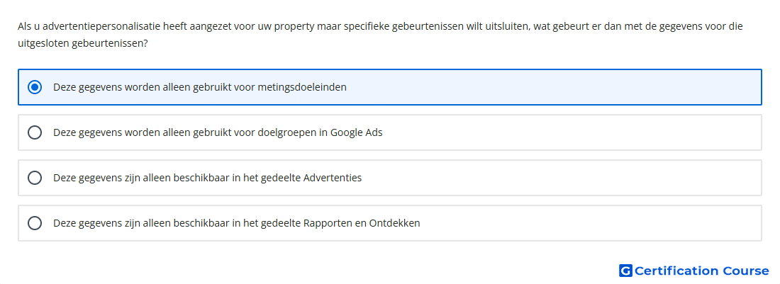 Als u advertentiepersonalisatie heeft aangezet voor uw property maar specifieke gebeurtenissen wilt uitsluiten wat gebeurt er dan