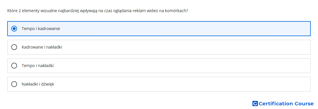 Ktore 2 elementy wizualne najbardziej wplywaja na czas ogladania reklam wideo na komorkach