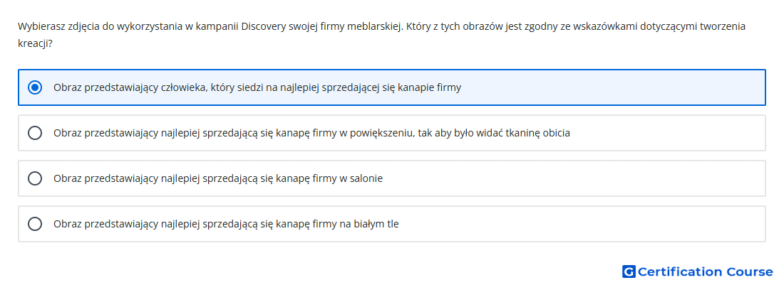 Wybierasz zdjecia do wykorzystania w kampanii Discovery swojej firmy meblarskiej Ktory z tych obrazow jest zgodny ze wsk
