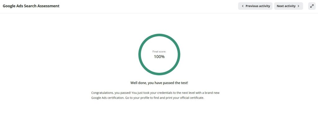 google ads search assessment