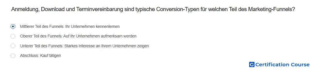Anmeldung Download und Terminvereinbarung sind typische Conversion Typen fur welchen Teil des Marketing Funnels