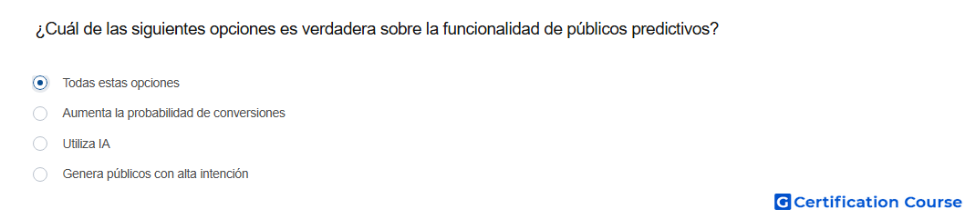 Cual de las siguientes opciones es verdadera sobre la funcionalidad de publicos predictivos