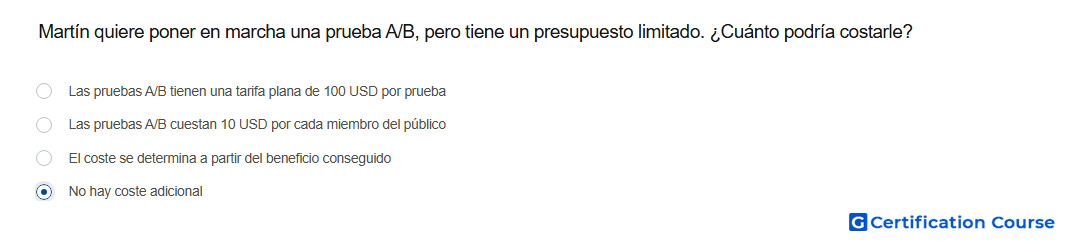 Martin quiere poner en marcha una prueba A B pero tiene un presupuesto limitado Cuanto podria costarle