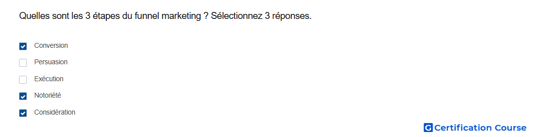 Quelles sont les 3 etapes du funnel marketing Selectionnez 3 reponses