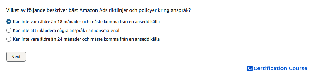 Vilket av foljande beskriver bast Amazon Ads riktl